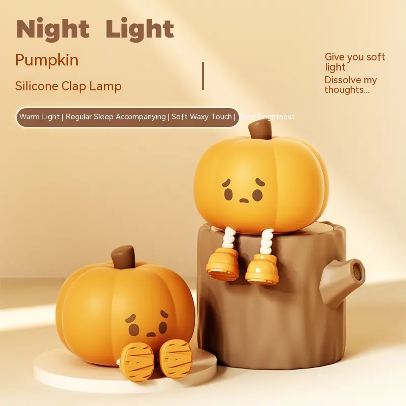 Home Decor Halloween Pumpkin Night Light Cute Soft Silicone Lamp Touch Dimmable Rechargeable Bedside Decor Light Kids Gifts Halloween Decor, photo 9