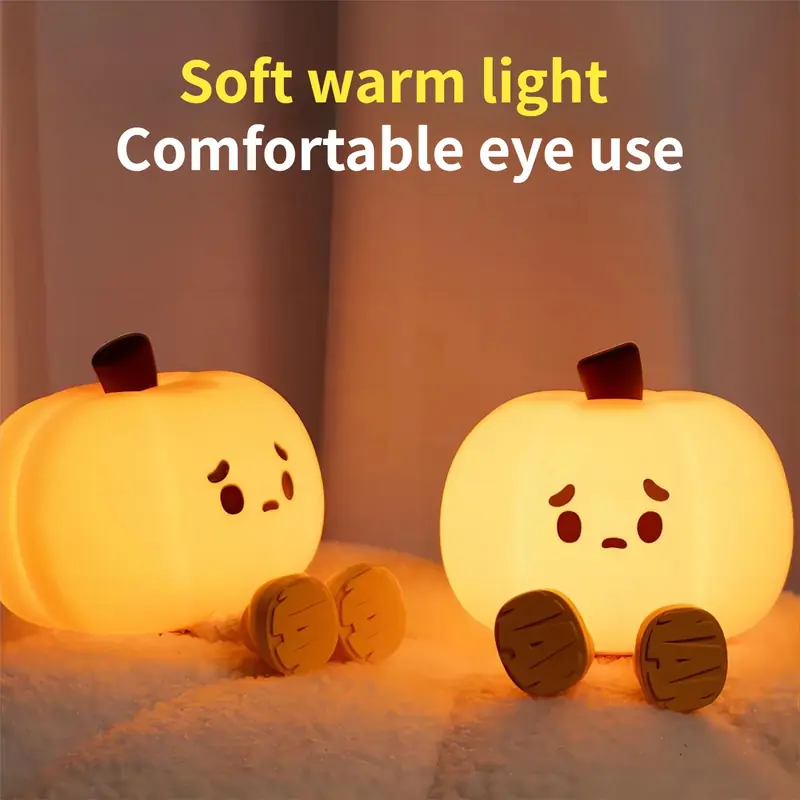Home Decor Halloween Pumpkin Night Light Cute Soft Silicone Lamp Touch Dimmable Rechargeable Bedside Decor Light Kids Gifts Halloween Decor, photo 5