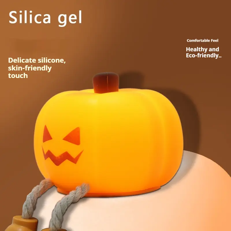Home Decor Halloween Pumpkin Night Light Cute Soft Silicone Lamp Touch Dimmable Rechargeable Bedside Decor Light Kids Gifts Halloween Decor, photo 11