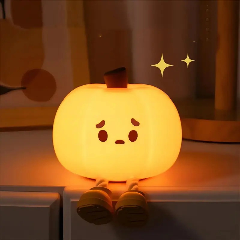 Home Decor Halloween Pumpkin Night Light Cute Soft Silicone Lamp Touch Dimmable Rechargeable Bedside Decor Light Kids Gifts Halloween Decor, photo 3